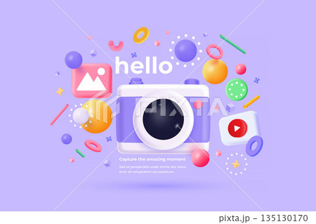Modern 3d illustration of Photo studio concept Modern 3d illustration of Photo studio concept 135130170