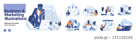 Modern colorful Business and Marketing illustration 135130204