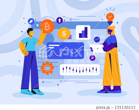 Modern Flat design concept illustration of Cryptocurrency trade 135130215