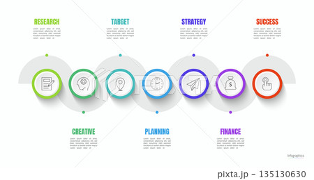 Infographic 7 options design elements for your business data. Vector Illustration. 135130630