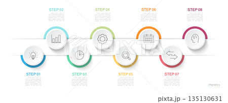 Infographic 8 options design elements for your business data. Vector Illustration. 135130631