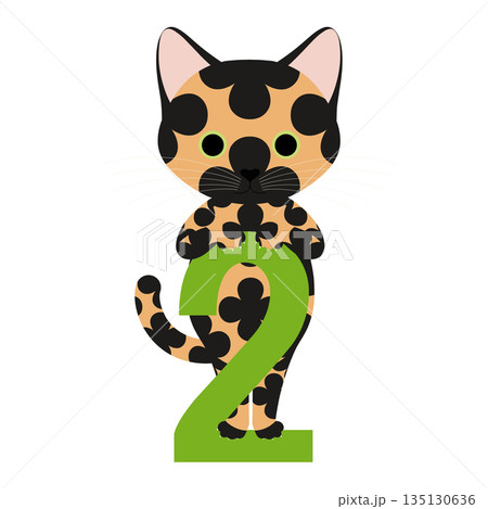猫の日_数字の「2」によじ登るネコ 135130636