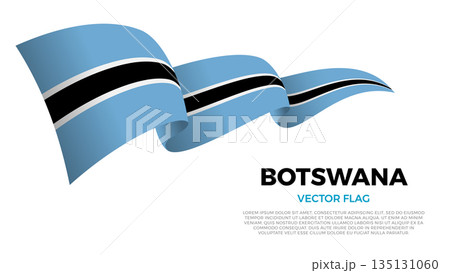 Flag of Botswana. Batswana and South African Culture. Shining flag with realistic shadows waving in three layers. The elegant curves and realistic shading create a sense of motion Flag of Botswana. Batswana and South African Culture. Shining flag with realistic shadows waving in three layers. The elegant curves and realistic shading create a sense of motion 135131060