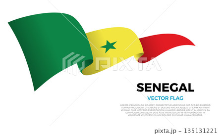 Flag of Senegal. Senegalese and North African Culture. Shining flag with realistic shadows waving in three layers. The elegant curves and realistic shading create a sense of motion 135131221