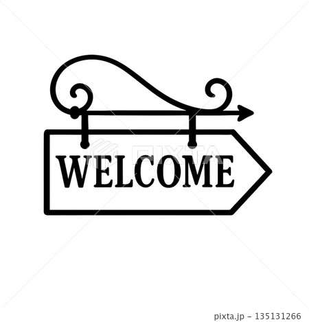 Welcome sign on hanging arrow silhouetteのイラスト素材 [135131266] - PIXTA