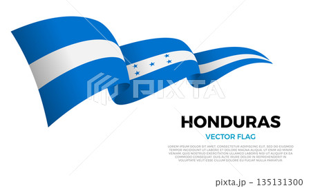 Flag of Honduras. Honduran and Caribbean Culture. Shining flag with realistic shadows waving in three layers. The elegant curves and realistic shading create a sense of motion Flag of Honduras. Honduran and Caribbean Culture. Shining flag with realistic shadows waving in three layers. The elegant curves and realistic shading create a sense of motion 135131300