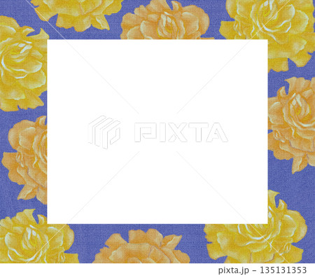 油彩タッチのカーネーション長方形フレーム青 135131353