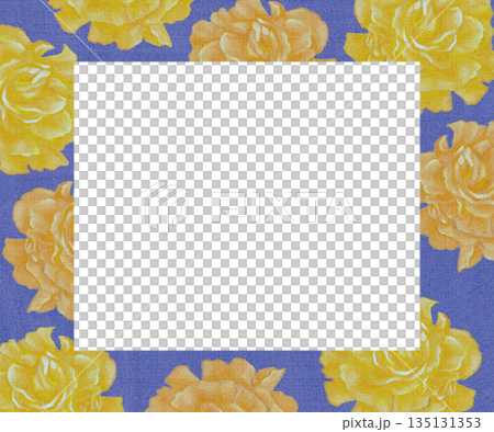 油彩タッチのカーネーション長方形フレーム青 135131353