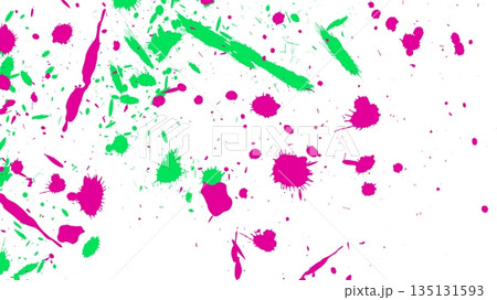 カラフルなペンキのしぶきと白背景　インクのベクター素材 135131593