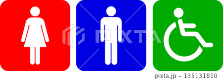 カラー トイレピクトグラム ベクターイラスト素材 背景あり カラー トイレピクトグラム ベクターイラスト素材 背景あり 135131810
