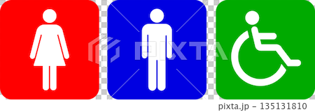 彩色廁所象形圖向量插圖素材與背景 135131810