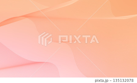 Abstract background vector set orange, peach fuzz with dynamic waves for wedding design. Futuristic backdrop with network wavy lines. Premium template with stripes and gradient mesh banner, poster. 135132078