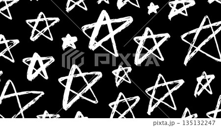 Wavy and swirled brush strokes vector pattern. Black paint freehand scribbles, abstract ink background. Brushstrokes, smears, lines, squiggle pattern. Abstract grunge scrawls wallpaper design 135132247