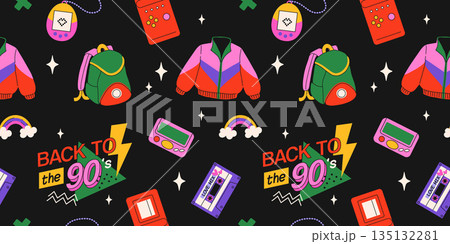 Classic 80s back to 90s elements in modern flat...のイラスト素材 [135132281 ...