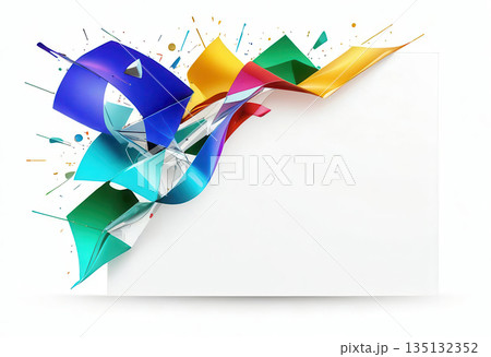 Abstract Colorful Glass Ribbon on White Background 135132352