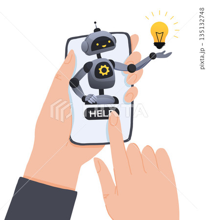 Illustrations Concept customer and operator, online technical support 24-7 for web page. artificial intelligence AI. Technology working with smart brain computer and machine connecting device. Illustrations Concept customer and operator, online technical support 24-7 for web page. artificial intelligence AI. Technology working with smart brain computer and machine connecting device. 135132748