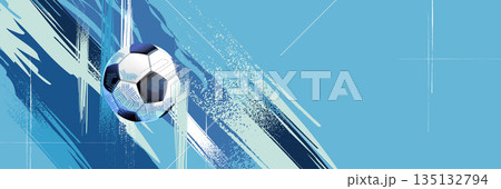 Soccer banner background with football on field, modern sports design 135132794