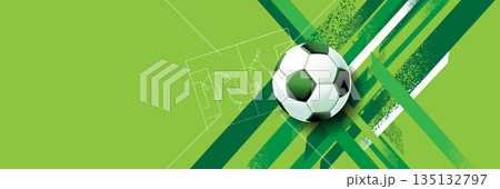 Soccer banner background with football on field, modern sports design 135132797