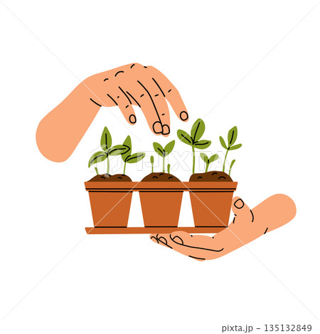 Gardening equipment and tools still life vector illustration. Garden watering can, flowers, shovel, flowerpot with plant, wellies rubber boots icon set isolated on a white background Gardening equipment and tools still life vector illustration. Garden watering can, flowers, shovel, flowerpot with plant, wellies rubber boots icon set isolated on a white background 135132849