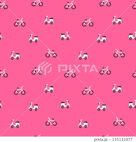 Seamless childish pattern with hand drawn cartoon cars. Creative kids texture for fabric, wrapping, textile, wallpaper, apparel. Vector illustration 135132877