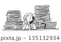 電話を受ける忙しいオフィスのイラスト 135132934