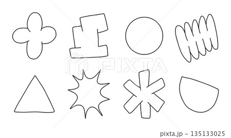 Abstract Retro Shapes and Funky Groovy Forms. Vector Geometric Stickers with Different Elements: Cloud, Flower, Star, Bubble in Cartoon 90s Style for Patterns, Posters, Web Abstract Retro Shapes and Funky Groovy Forms. Vector Geometric Stickers with Different Elements: Cloud, Flower, Star, Bubble in Cartoon 90s Style for Patterns, Posters, Web 135133025