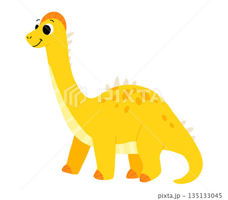 Hand drawn cartoon brontosaurus. Cute dino 135133045