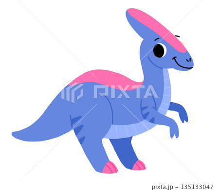 Hand drawn cartoon parasaurolophus. Cute dino Hand drawn cartoon parasaurolophus. Cute dino 135133047