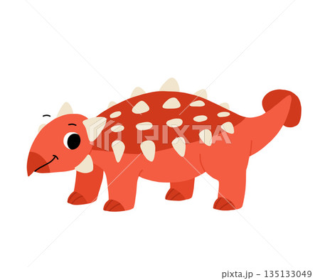 Hand drawn cartoon ankylosaurus. Cute dino Hand drawn cartoon ankylosaurus. Cute dino 135133049