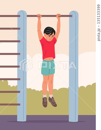 Boy child fitness exercise sport outdoor health training strength 135133399