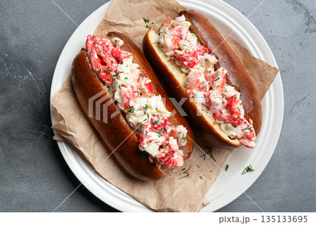 Lobster Rolls. Traditional classic American Sandwich. Lobster Rolls. Traditional classic American Sandwich. 135133695