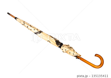 close umbrella isolated on white background 135135411