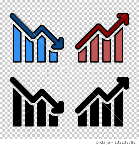 上升和下降的圖表圖標。 上升和下降的圖表圖標。 135135585