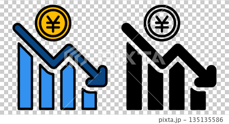 円安グラフのアイコン。 135135586