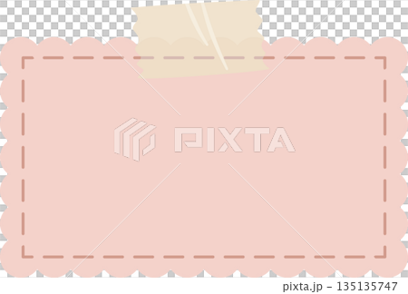 Cute Pink Scalloped Memo Note with Washi Tape and Dashed Border Illustration for Valentine's Day Message Cute Pink Scalloped Memo Note with Washi Tape and Dashed Border Illustration for Valentine's Day Message 135135747