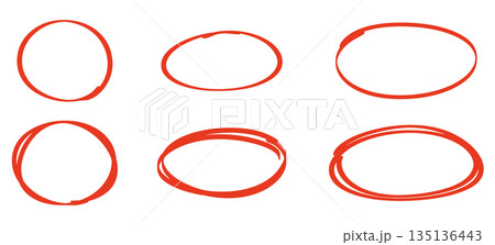 赤いマーカーで描いた丸のイラスト 赤いマーカーで描いた丸のイラスト 135136443