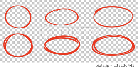 赤いマーカーで描いた丸のイラスト 赤いマーカーで描いた丸のイラスト 135136443