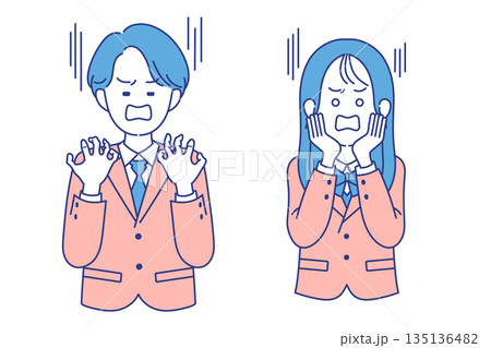 学生　男女　がっかりな表情 135136482