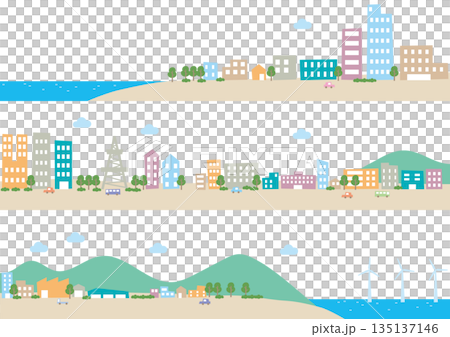 Sea, mountains and cityscape 135137146