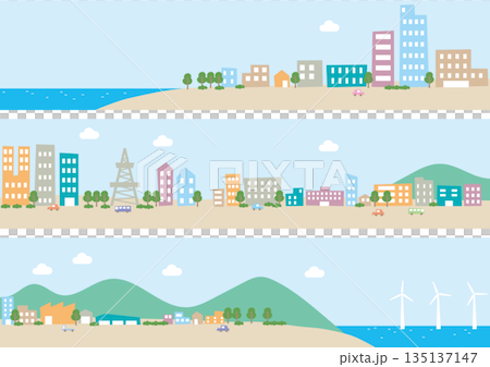 海と山と街並み 135137147