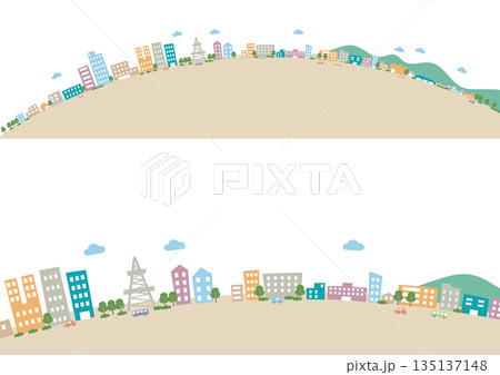 アーチ状になった街並みのセット 135137148