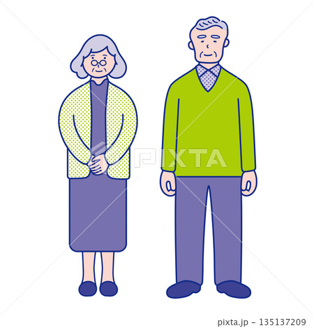 シニア夫婦の全身イラスト素材 135137209