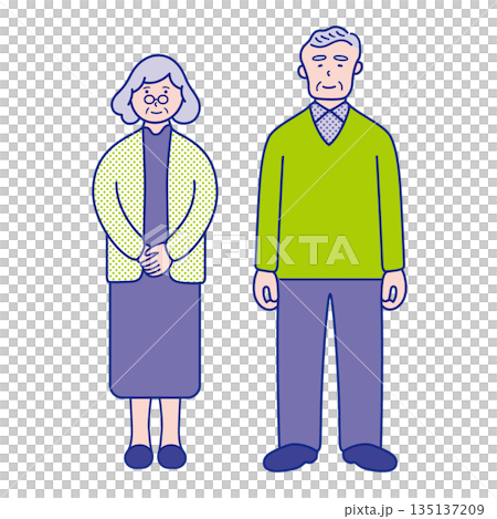 シニア夫婦の全身イラスト素材 135137209