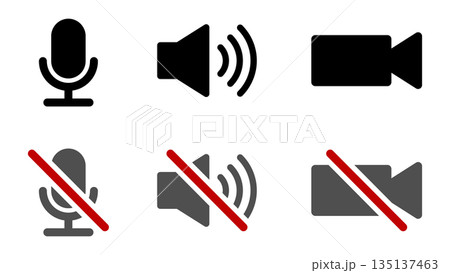 音声と映像を表すマイク・スピーカー・カメラのアイコン 135137463