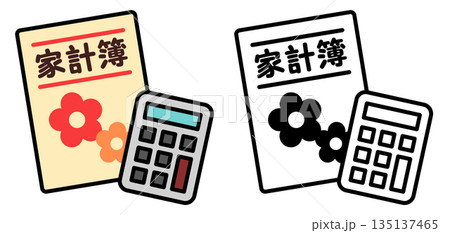 家計簿と電卓のアイコン 家計簿と電卓のアイコン 135137465