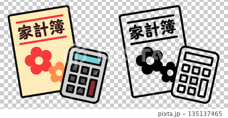 家計簿と電卓のアイコン 家計簿と電卓のアイコン 135137465