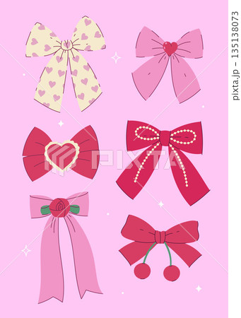 A set of Valentine's Day-themed bows. Vector graphics. 135138073
