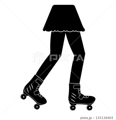 Silhouette of legs for roller skating. Silhouette of legs for roller skating. 135138403