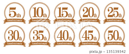 アニバーサリーのロゴ「5周年、10周年、15周年、20周年、25周年、30周年、35周年、40周年、 アニバーサリーのロゴ「5周年、10周年、15周年、20周年、25周年、30周年、35周年、40周年、 135139342
