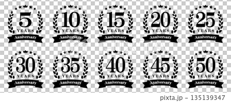 Anniversary logo "5th anniversary, 10th anniversary, 15th anniversary, 20th anniversary, 25th anniversary, 30th anniversary, 35th anniversary, 40th anniversary, 135139347